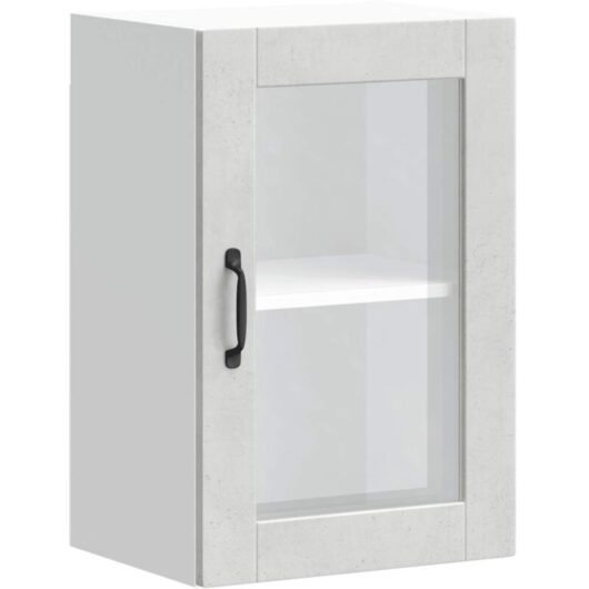 Kitchen Wall Cabinet with Glass Door Porto Concrete Grey vidaXL