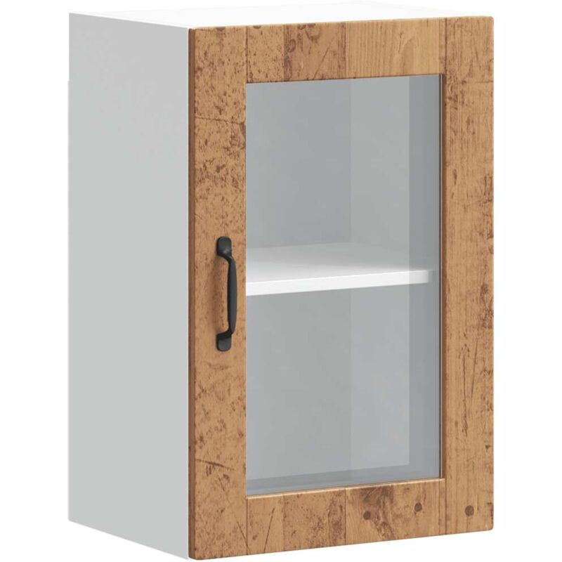 Kitchen Wall Cabinet with Glass Door Porto Old Wood Vidaxl