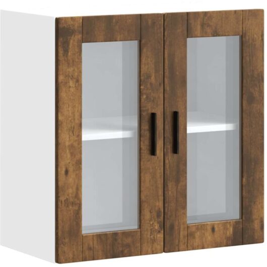 Kitchen Wall Cabinet with Glass Door Porto Smoked Oak vidaXL
