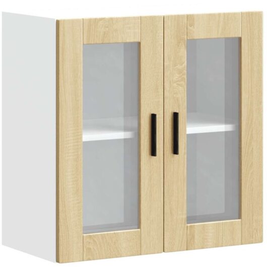 Kitchen Wall Cabinet with Glass Door Porto Sonoma Oak vidaXL