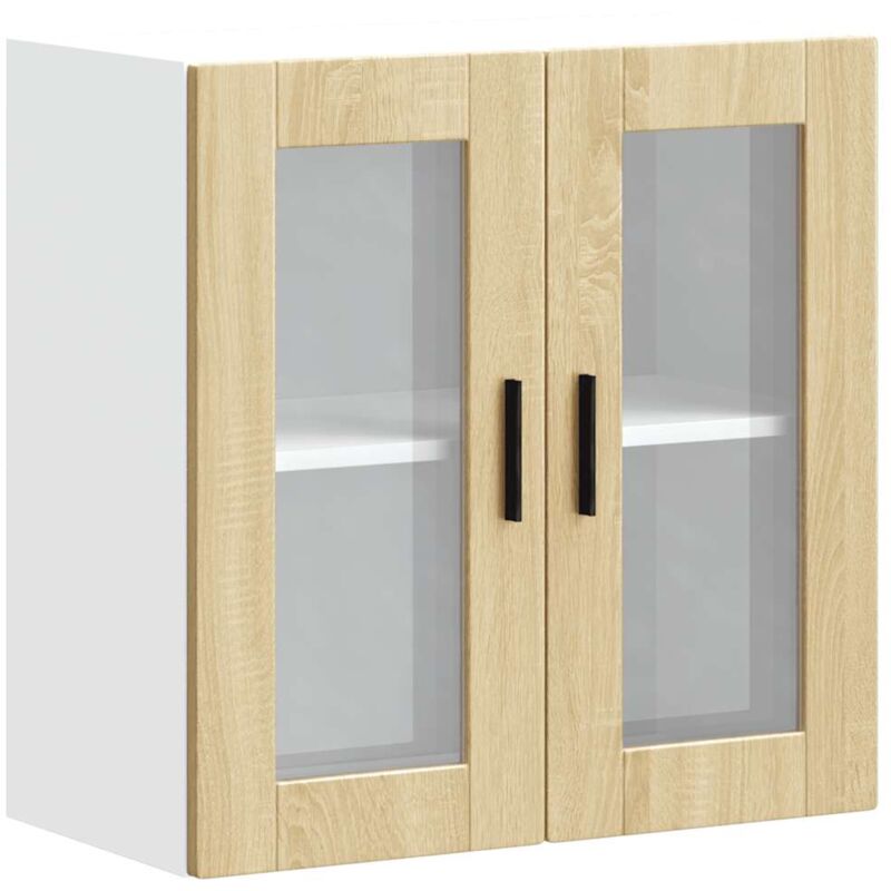 Kitchen Wall Cabinet with Glass Door Porto Sonoma Oak vidaXL