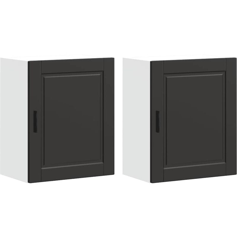 Kitchen Wall Cabinets 2 pcs Porto Black Engineered Wood Vidaxl