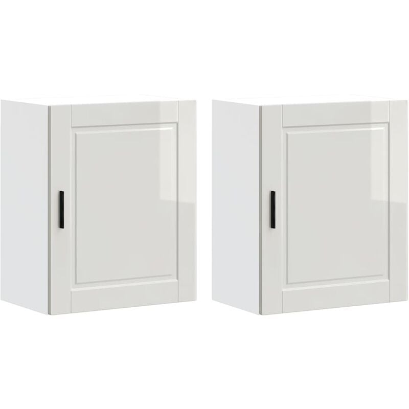 Kitchen Wall Cabinets 2 pcs Porto High Gloss White Engineered Wood Vidaxl