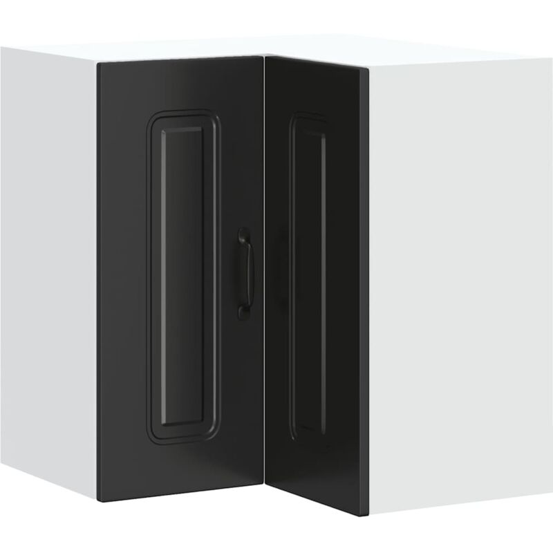 Kitchen Wall Corner Cabinet Kalmar Black Engineered Wood Vidaxl