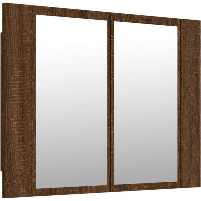 Led Mirror Cabinet Brown Oak 60x12x45 cm Engineered Wood Vidaxl
