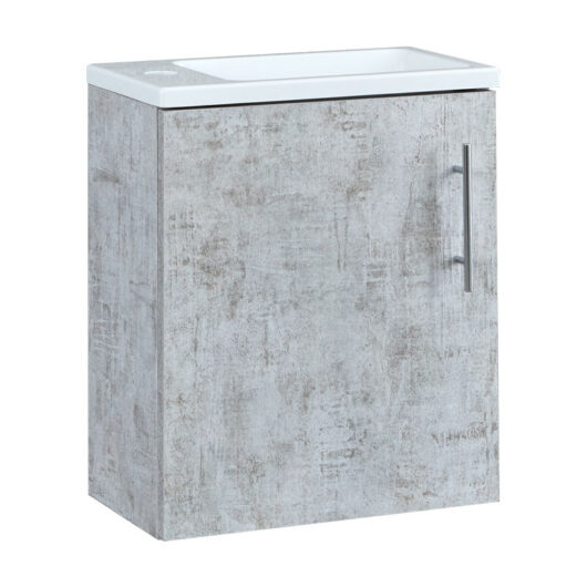 Lurus - Modern 400mm Compact Wall Hung Bathroom Cloakroom Vanity Unit with Slimline Basin - Concrete Grey - Milano