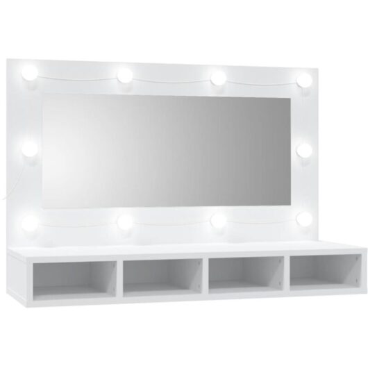 Mirror Cabinet with LED White 90x31.5x62 cm vidaXL