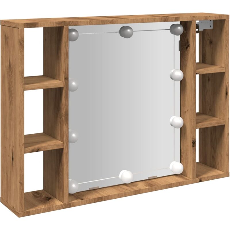Mirror Cabinet with led Artisan Oak 76x15x55 cm Engineered Wood Vidaxl