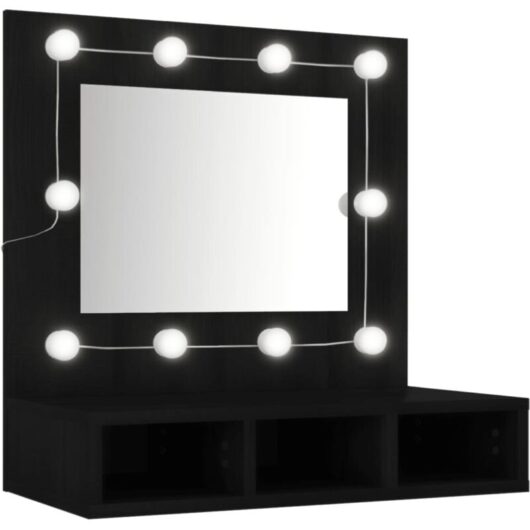 Mirror Cabinet with led Black 60x31.5x62 cm Vidaxl