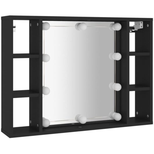 Mirror Cabinet with led Black 76x15x55 cm Vidaxl