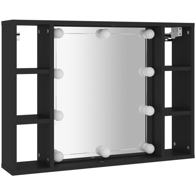 Mirror Cabinet with led Black 76x15x55 cm Vidaxl