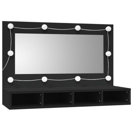 Mirror Cabinet with led Black 90x31.5x62 cm Vidaxl