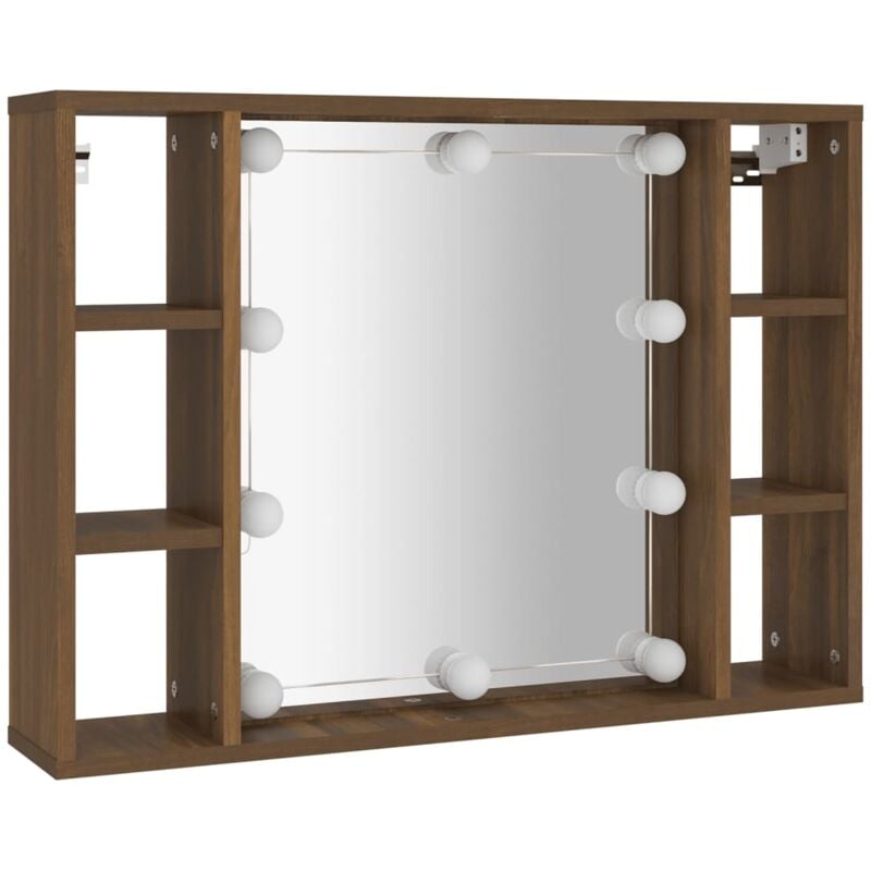 Mirror Cabinet with led Brown Oak 76x15x55 cm Vidaxl