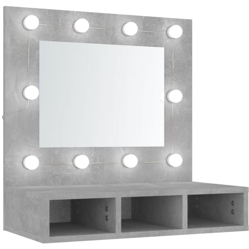Mirror Cabinet with led Concrete Grey 60x31.5x62 cm Vidaxl