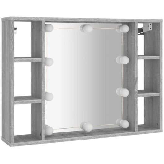 Mirror Cabinet with led Grey Sonoma 76x15x55 cm Vidaxl