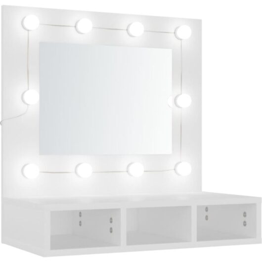 Mirror Cabinet with led White 60x31.5x62 cm Vidaxl