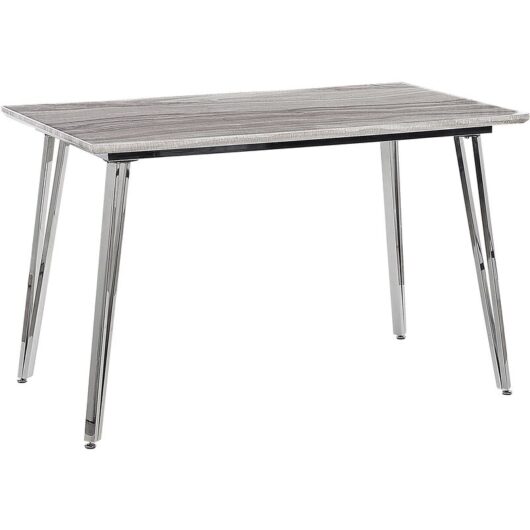Rectangular Dining Table 120 x 70 cm mdf Top Marble Effect Silver Legs Greyton