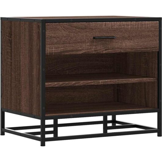 Shoe Bench Brown Oak 60x40x53.5 cm Engineered Wood and Metal Vidaxl