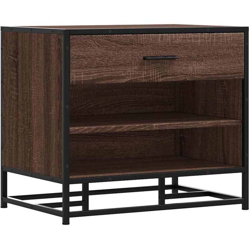 Shoe Bench Brown Oak 60x40x53.5 cm Engineered Wood and Metal Vidaxl
