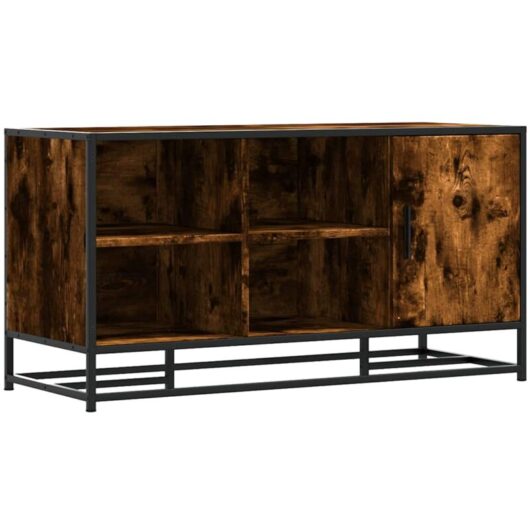Shoe Bench Smoked Oak 100x40x53.5 cm Engineered Wood and Metal Vidaxl