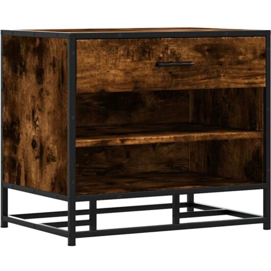 Shoe Bench Smoked Oak 60x40x53.5 cm Engineered Wood and Metal Vidaxl