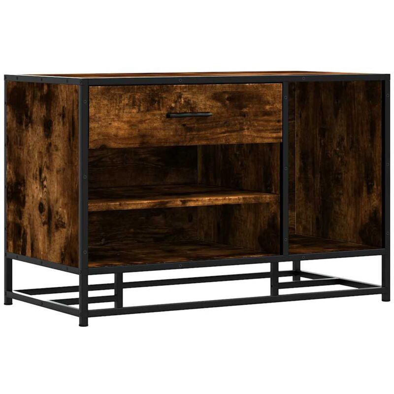 Shoe Bench Smoked Oak 80x40x53.5 cm Engineered Wood and Metal Vidaxl