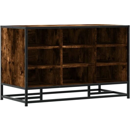 Shoe Bench Smoked Oak 84x40x53.5 cm Engineered Wood and Metal Vidaxl