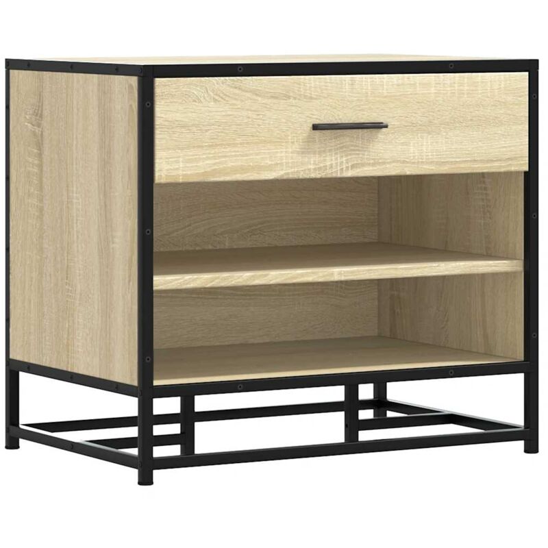 Shoe Bench Sonoma Oak 60x40x53.5 cm Engineered Wood and Metal Vidaxl