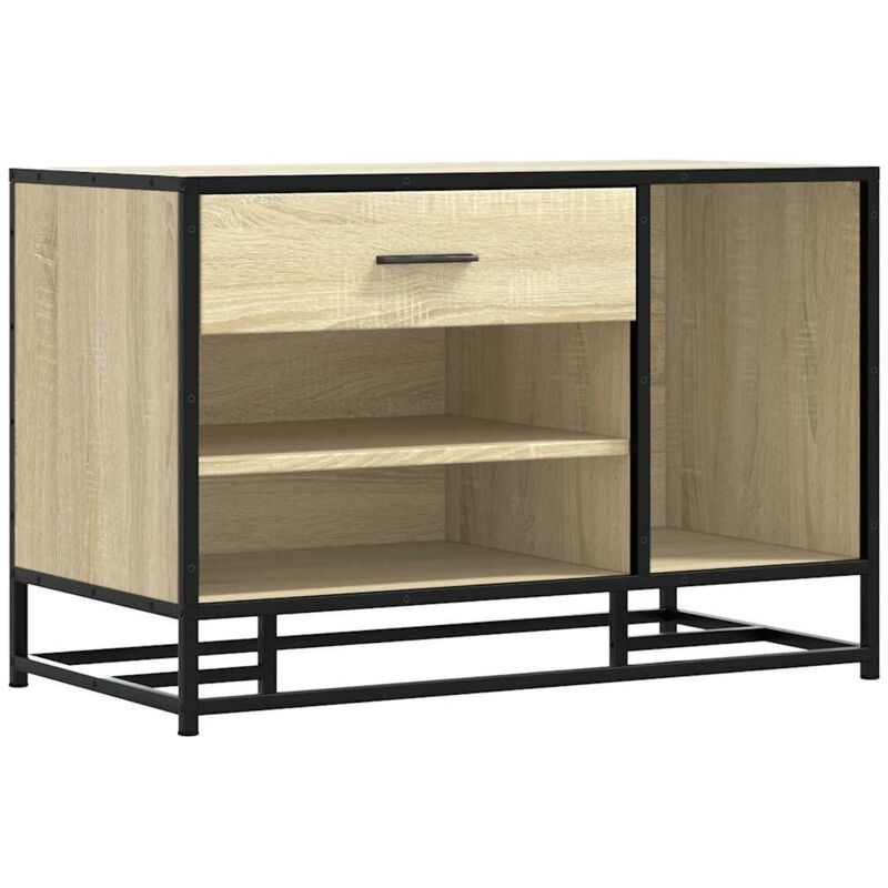 Shoe Bench Sonoma Oak 80x40x53.5 cm Engineered Wood and Metal Vidaxl