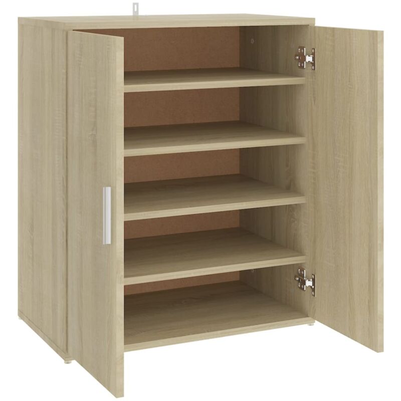 Shoe Cabinet Sonoma Oak 60x35x70 cm Engineered Wood Vidaxl