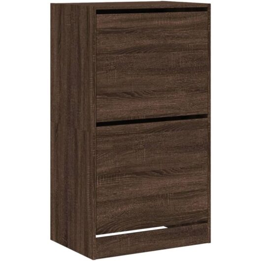 Shoe Cabinet with 2 Flip-Drawers Brown Oak 60x42x108 cm Vidaxl