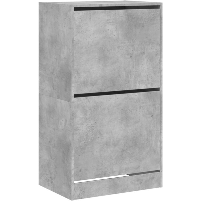 Shoe Cabinet with 2 Flip-Drawers Concrete Grey 60x42x108 cm Vidaxl