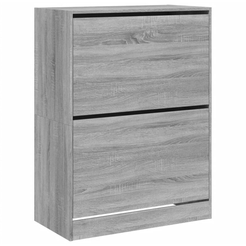 Shoe Cabinet with 2 Flip-Drawers Grey Sonoma 80x42x108 cm Vidaxl