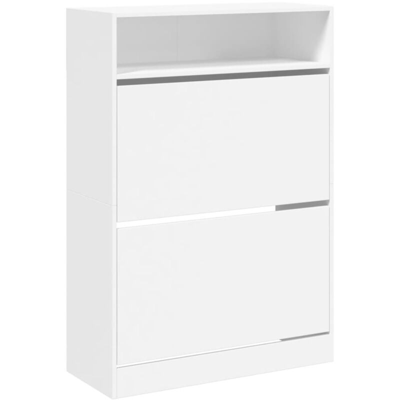 Shoe Cabinet with 2 Flip-Drawers White 80x34x116 cm Vidaxl