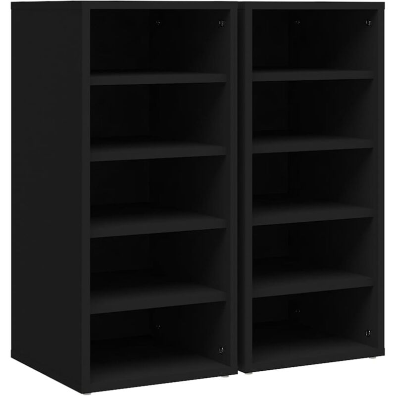 Shoe Cabinets 2 pcs Black 31.5x35x70 cm Engineered Wood Vidaxl