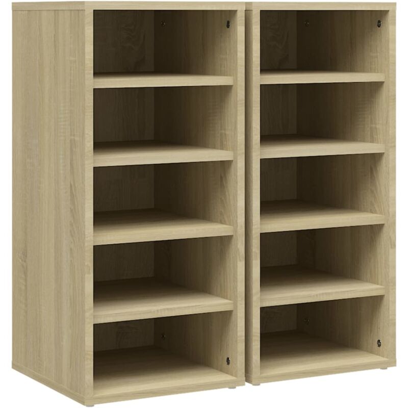 Shoe Cabinets 2 pcs Sonoma Oak 31.5x35x70 cm Engineered Wood Vidaxl