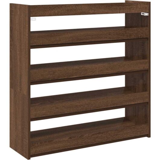 Shoe Rack Brown Oak 80x25x81 cm Engineered Wood Vidaxl