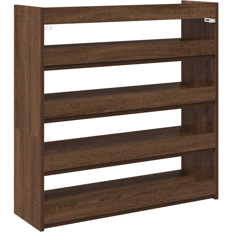 Shoe Rack Brown Oak 80x25x81 cm Engineered Wood Vidaxl