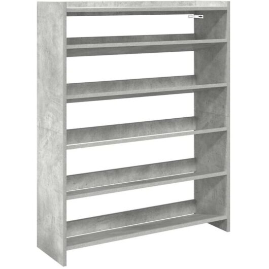 Shoe Rack Concrete Grey 80x25x100 cm Engineered Wood Vidaxl