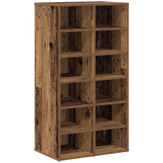 Shoe Rack Old Wood 54x34x100.5 cm Engineered Wood Vidaxl