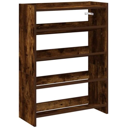 Shoe Rack Smoked Oak 60x25x81 cm Engineered Wood Vidaxl
