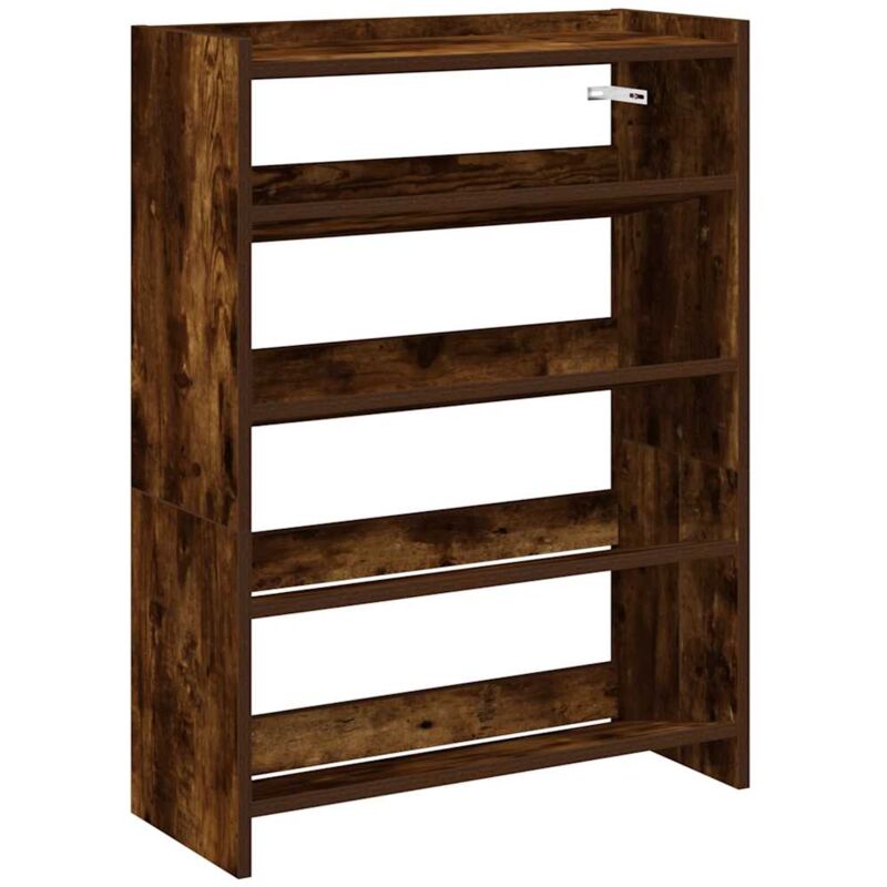 Shoe Rack Smoked Oak 60x25x81 cm Engineered Wood Vidaxl