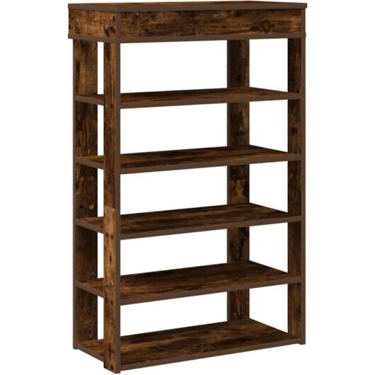 Shoe Rack Smoked Oak 60x30x98 cm Engineered Wood Vidaxl