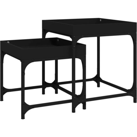 Side Tables 2 pcs Black Engineered Wood Vidaxl