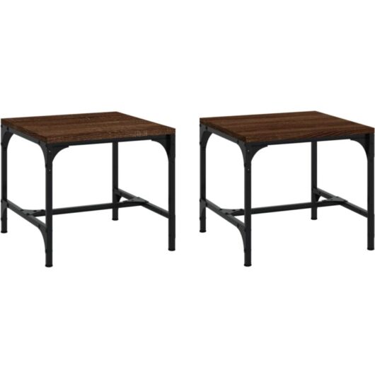Side Tables 2 pcs Brown Oak 40x40x35 cm Engineered Wood Vidaxl