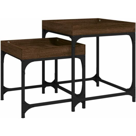 Side Tables 2 pcs Brown Oak Engineered Wood Vidaxl