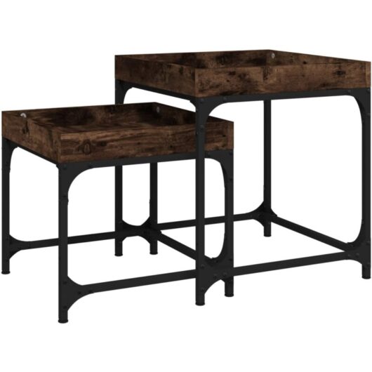 Side Tables 2 pcs Smoked Oak Engineered Wood Vidaxl