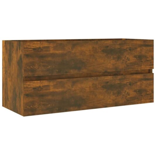 Sink Cabinet Smoked Oak 100x38.5x45 cm Engineered Wood Vidaxl
