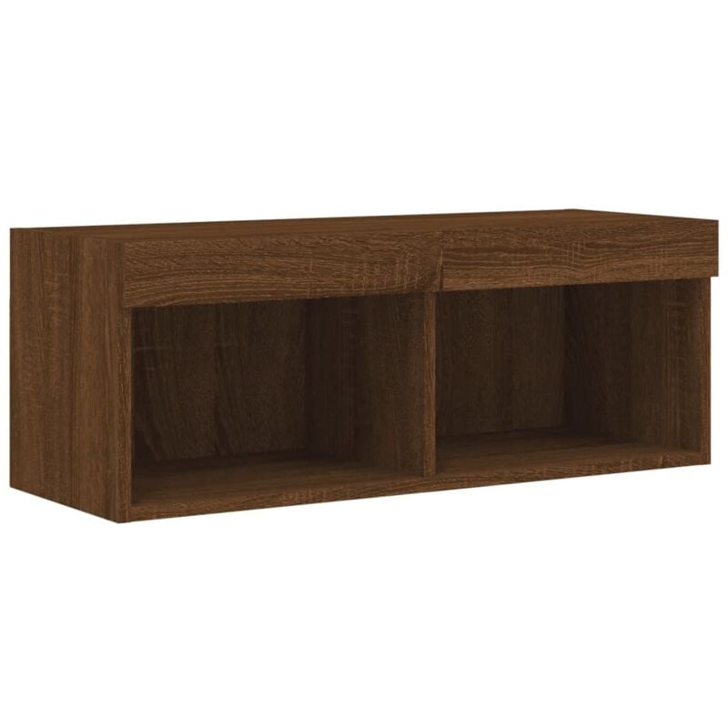 TV Cabinet with LED Lights Brown Oak 80x30x30 cm vidaXL