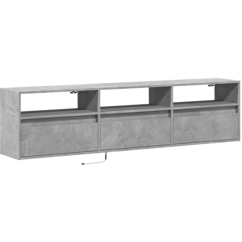 TV Wall Cabinet with LED Concrete Grey 180x31x45 cm vidaXL